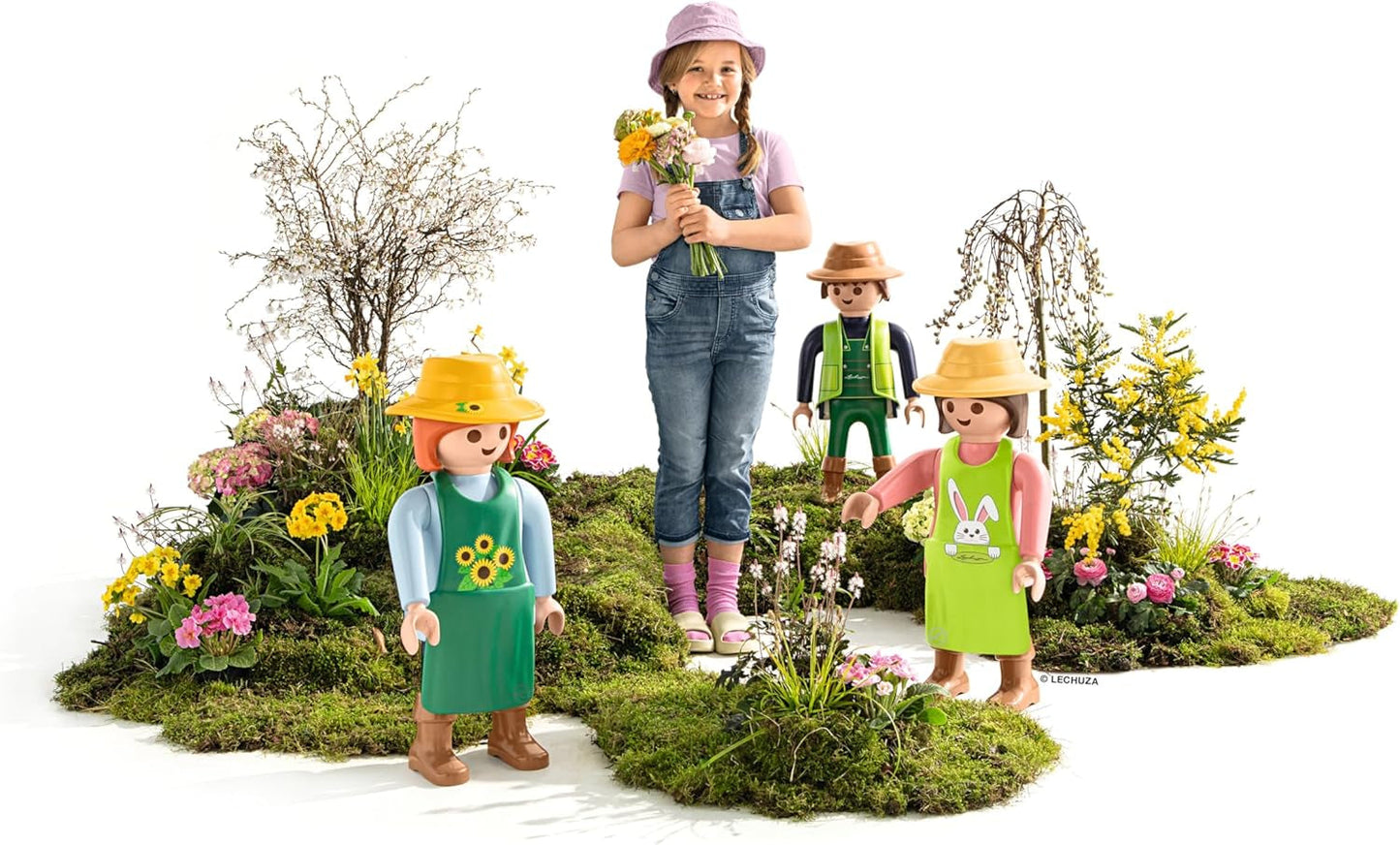 LECHUZA Tuinman 2021 - Zonnebloem (62,5 cm), Groen/Lichtblauw