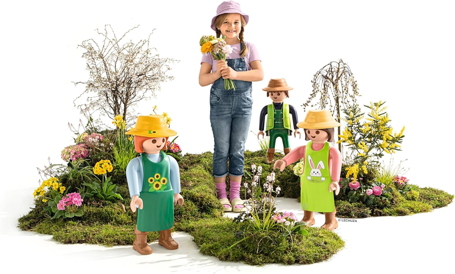 LECHUZA Tuinman 2021 - Zonnebloem (62,5 cm), Groen/Lichtblauw