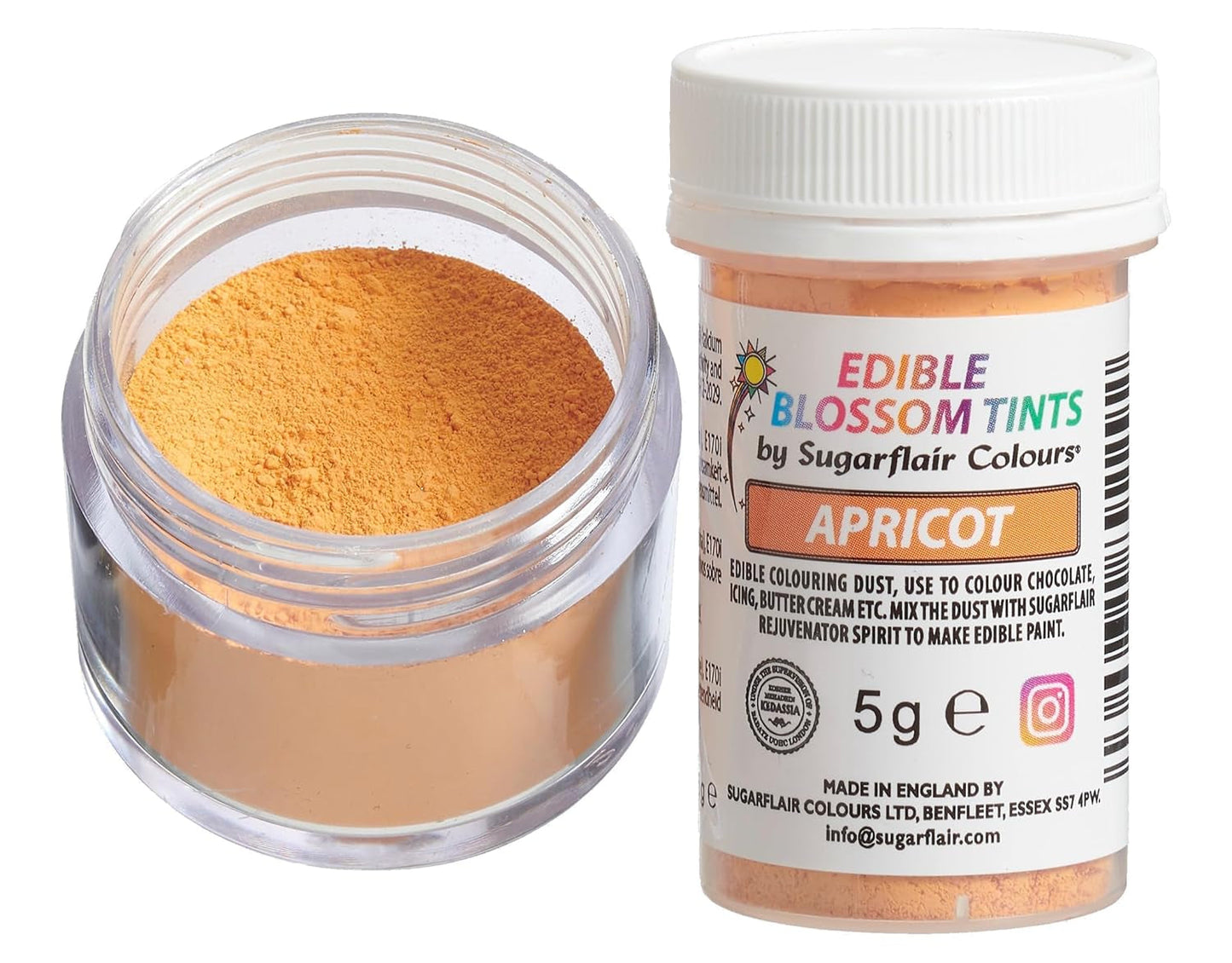 Sugarflair Blossom Tint Dust Abrikoos Kleurstofpoeder - Kleurstofpoeder voor taartdecoratie, suikerpasta, fondant, glazuur, chocolade, botercrème, macarons en meer - 5G