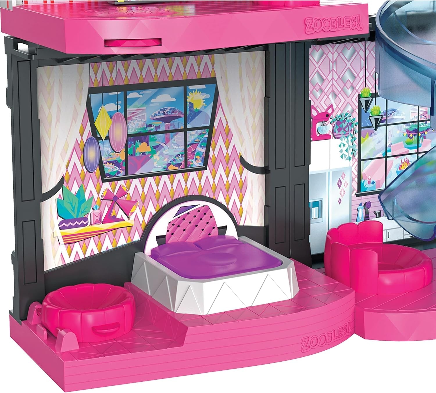 Zoobles Magic Mansion Transformeerbaar droomhuis met 6 kamers, glijbaan en accessoires