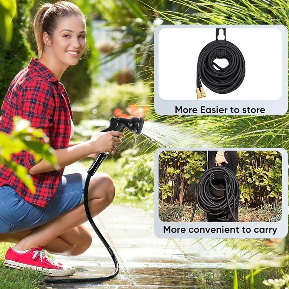 15 m flexibele uitschuifbare tuinslang, flexibele waterslang met 8 sproeifuncties, 1/2 inch tot 3/4 inch flexibele tuinslang, voor tuinbesproeiing, autowassen, wassen en besproeien