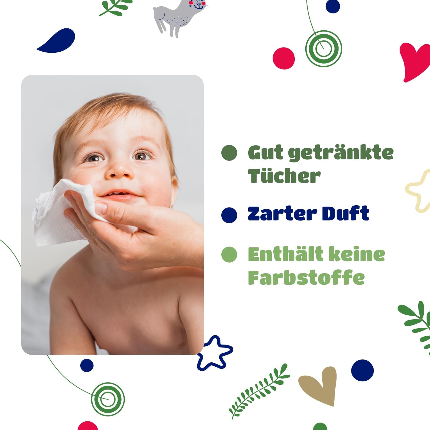 Kindii Natural Balance vochtige doekjes voor baby's – (1 x 60 st.) Vochtige doekjes voor baby's en kinderen – Beschermend, Aloë Vera, delicate geur – 60 st.