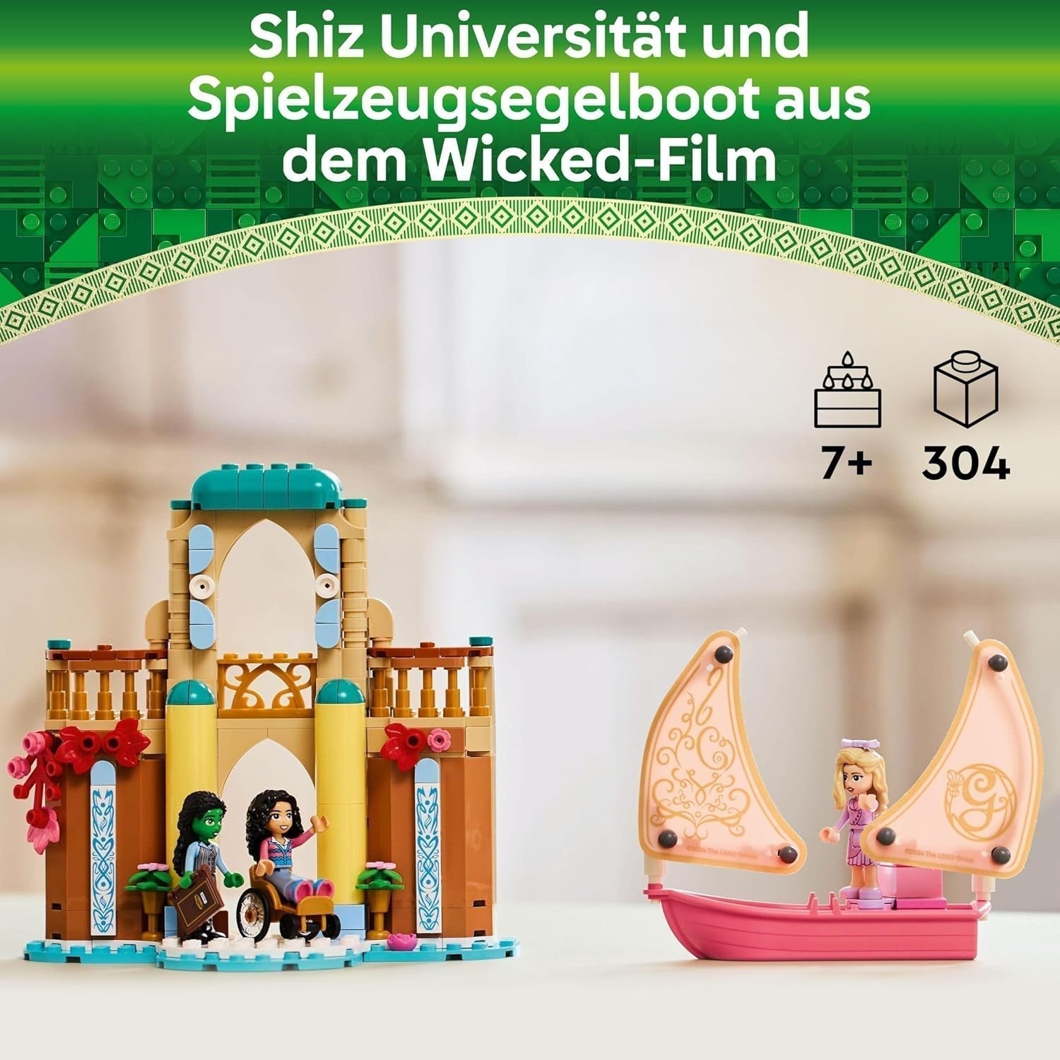 LEGO Wicked Glinda, Elphaba en Nessarose op de Shiz Universiteit Zeilboot en speelgoedboot met 3 figuren Cadeau voor meisjes en jongens vanaf 7 jaar Poppenhuisliefhebbers 75681 Bouwsets Bekijk de LEGO-Store