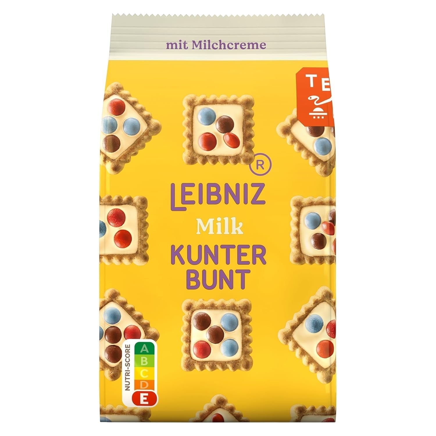 LEIBNIZ Kunterbunt Melk, 12 stuks, Krokante koekjes met melkroom en chocoladestukjes (12 x 125 g)