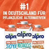 Alpro Kokosnussdrink ohne Zucker – Ohne Süßstoffe – Vegan en melkvrij – Van Natur aus lactosevrij en vettarm – Rijk aan calcium en vitamines – 8 x 1 L