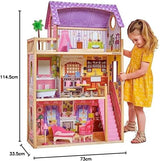 KidKraft Kayla houten poppenhuis met meubels en accessoires, 3-laags speelset voor pop van 30 cm, speelgoed voor kinderen vanaf 3 jaar, 65092 - Exclusief op Amazon