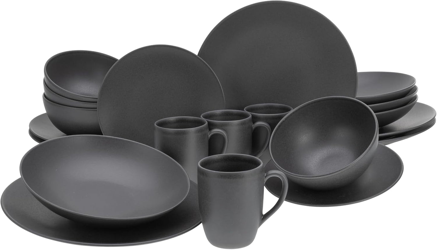 Creatable, 23146, SOFT TOUCH BLACK-serie, 20-delige serviesset, porseleinen combinatieservies, vaatwasser- en magnetronbestendig, gemaakt in Portugal