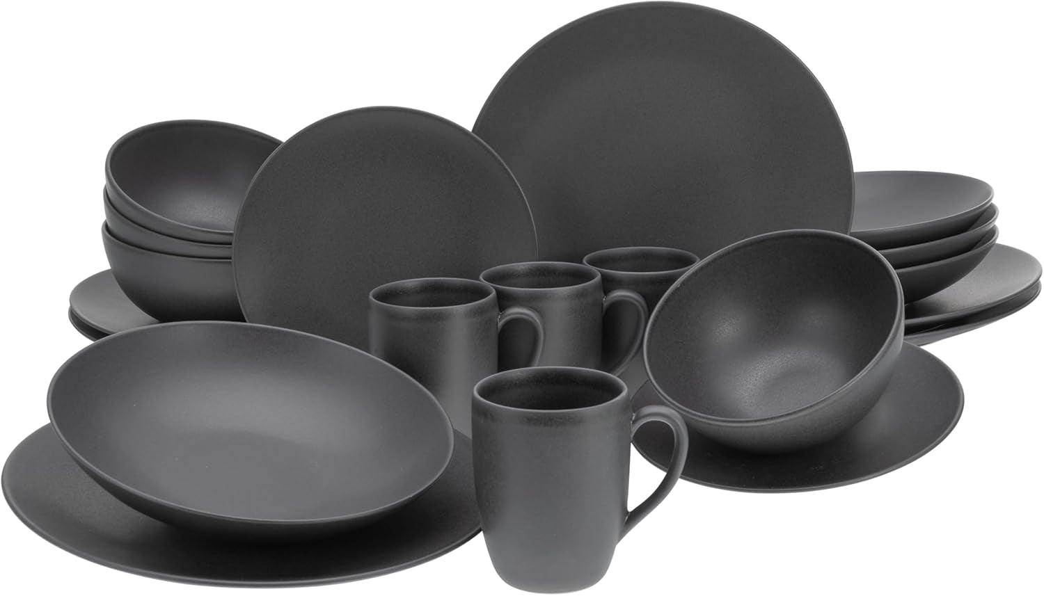Creatable, 23146, SOFT TOUCH BLACK-serie, 20-delige serviesset, porseleinen combinatieservies, vaatwasser- en magnetronbestendig, gemaakt in Portugal