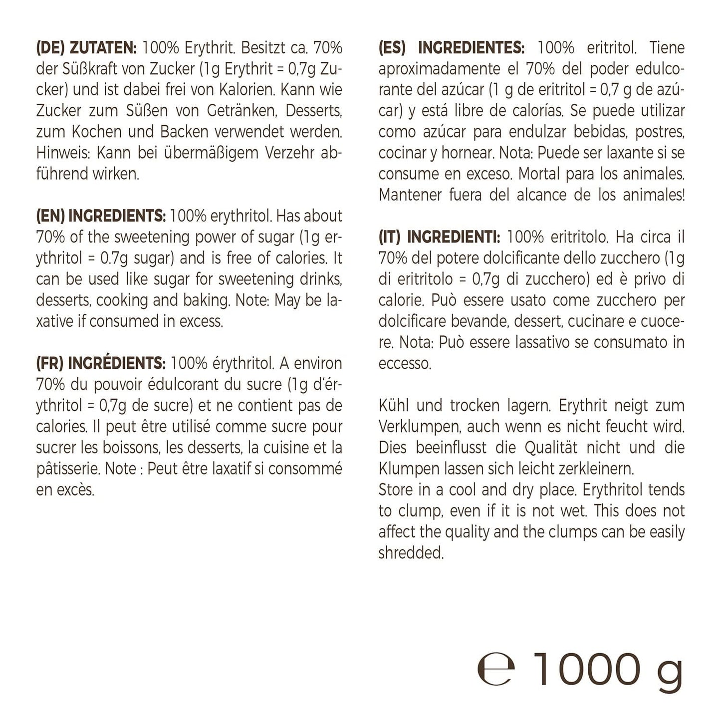 Greatvita Erythritol 1000 G | Kalorienfreie Süßungsmittel & Zucker-Alternatief | Zahnfreundlich, Gut Löslich & Glutenvrij | Ideaal voor getränke, desserts en zoetstoffen Naty Shop
