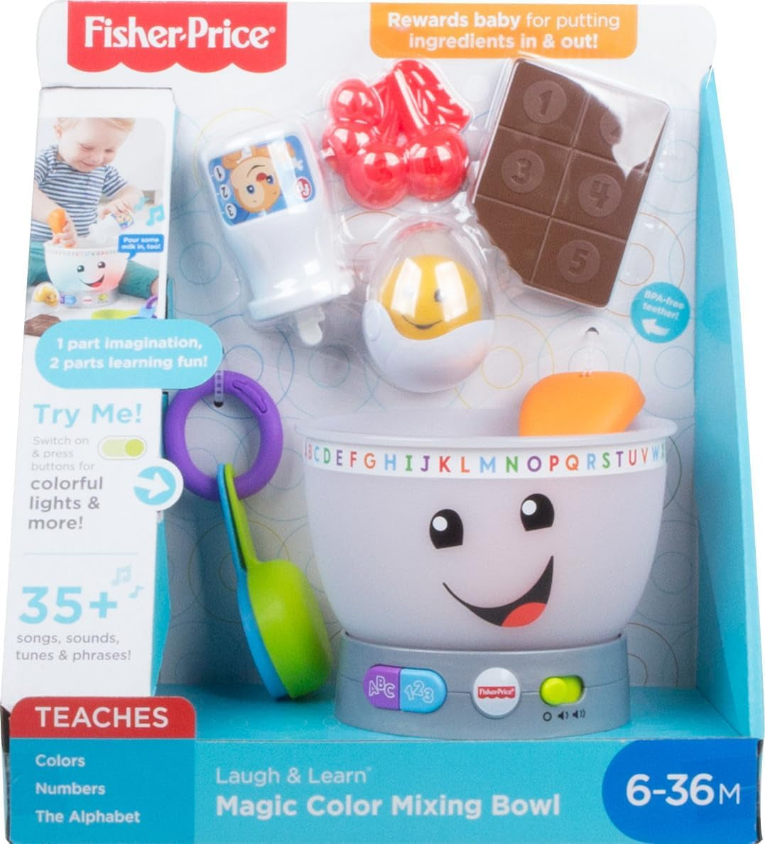 Fisher-Price Laugh & Learn-leerspeelgoed voor baby's, mengkom in magische kleuren met muziek en verlichting voor 6 maanden+, GJW20 babyspeelgoed Naty Shop