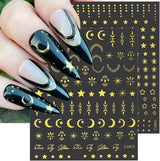 8 vellen gouden maan en sterren nagelkunststickers engelenvleugels bruin gouden nagelstickers sterren nagelfolie zelfklevende nagelstickers nagelontwerpaccessoires nagelstickers
