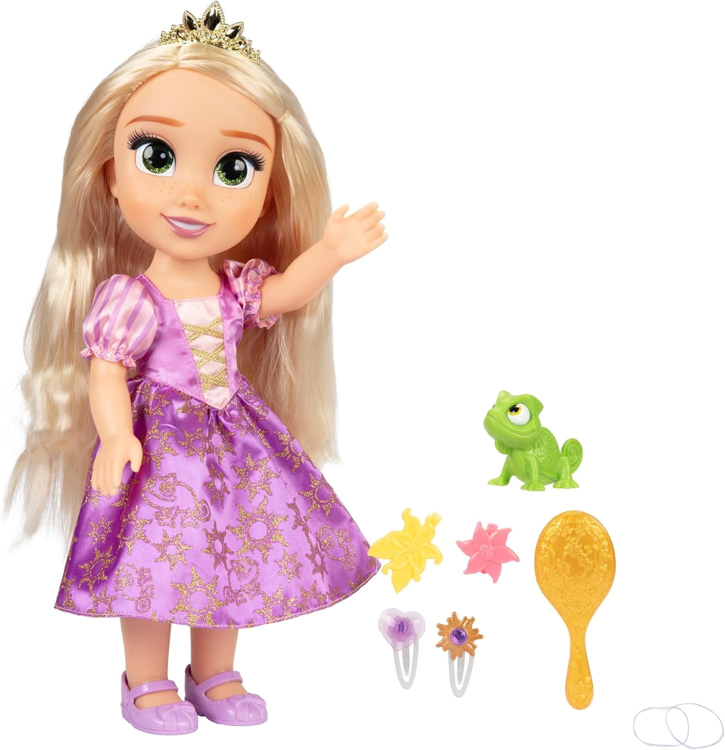 Disney Princess zingende Rapunzel-pop 35 cm, zingt "I See the Light", Inclusief accessoires voor meer plezier, Perfect voor meisjes vanaf 3 jaar, Paarse poppen Naty Shop