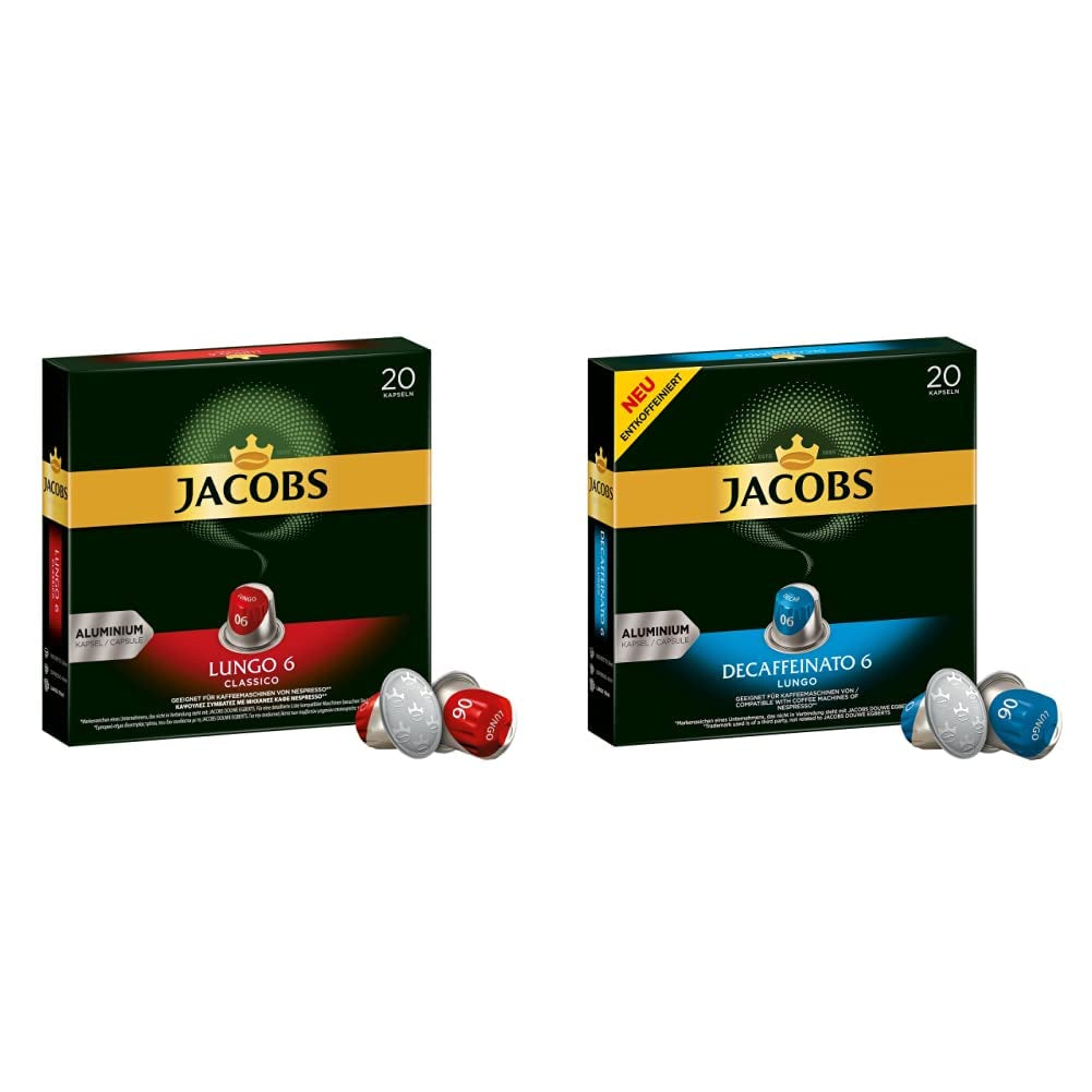 Kaffeekapseln Lungo Classico, Intensität 6 van 12, 10 x 20 Getränke & Kaffeekapseln Lungo Decaffeinato- Intensität 6- 200 Nespresso compatibel Kapseln, 10er Pack, 10 x 20 Getränke