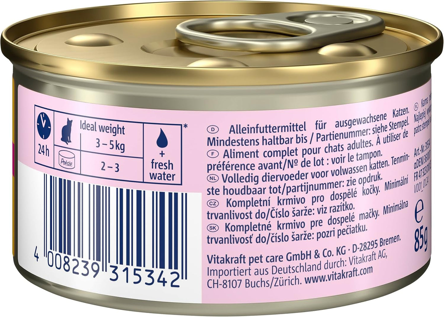 Vitakraft Poésie Mousse, kattennatvoer, luchtig schuim, met kip, zonder toegevoegde suiker of granen (12 x 85 g)