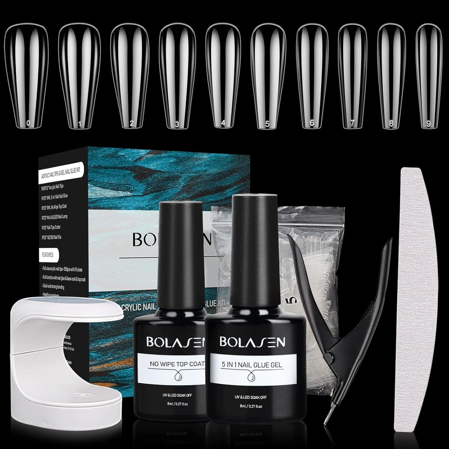 Nageltiplijm, BOLASEN Extra sterke nagellijm, 4 stuks gebarsten nagellijm, nagellijm, extra sterke kunstmatige nagellijm, nagellijm - 4 * 7 ml