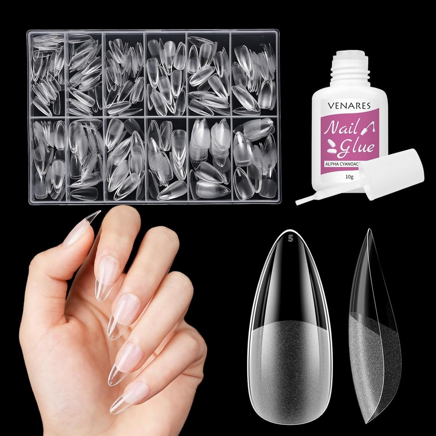 Korte Kunstnagels Ballerina 500 stuks Lijm op 12 Maten Kunstnagels Korte Zachte Gel Volledige Dekking Nageltips Voor Gelnagels Korte S