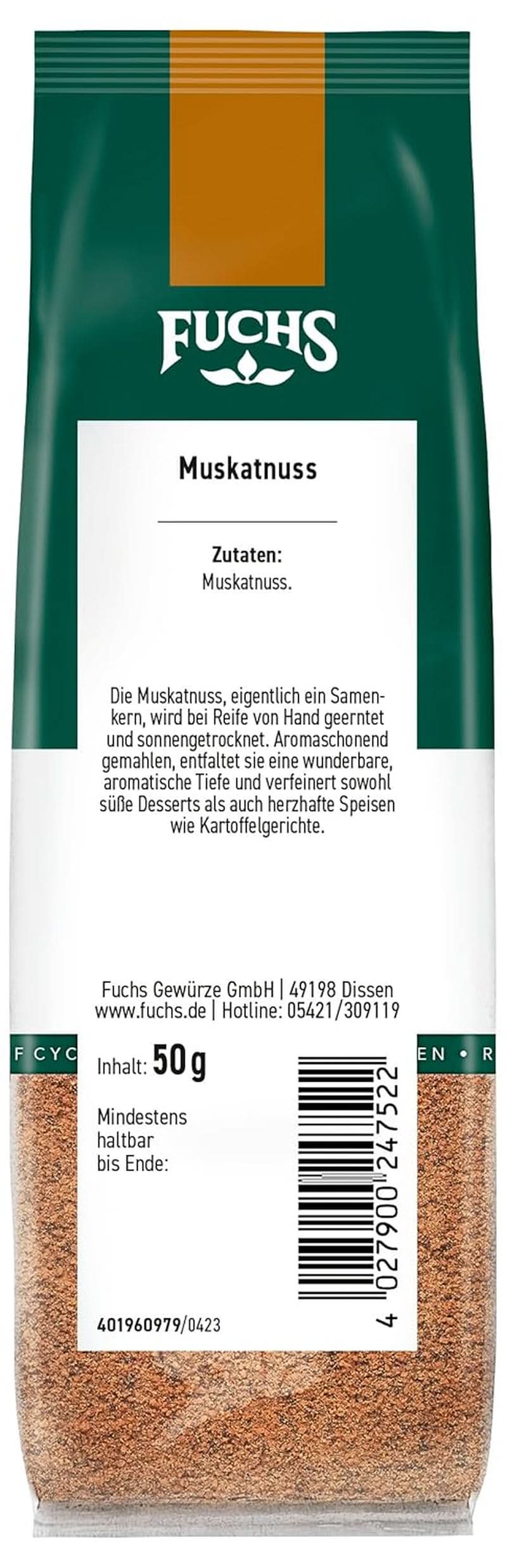 Fuchs - Gemalen nootmuskaat, 50 gram Condimente Naty Shop