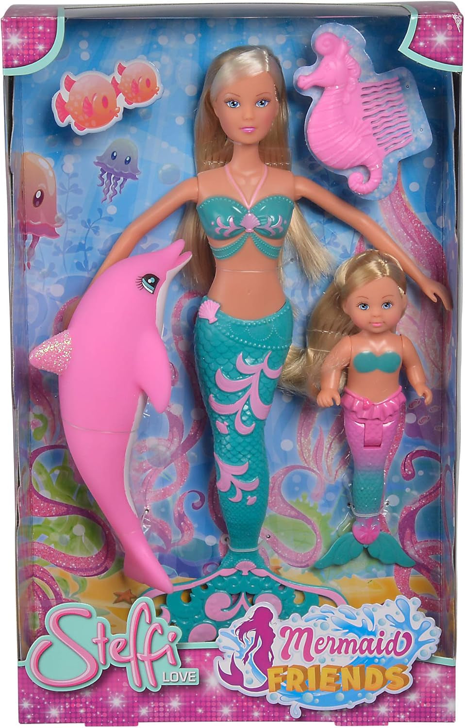 Simba 105733336 - Steffi LOVE Zeemeerminvrienden Magische zeemeerminpop met zusje Evi, dolfijnfiguur en meer, speelgoed voor kinderen vanaf 3 jaar poppen Naty Shop