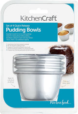 Kitchencraft Mini Puddingvormen Geanodiseerd Aluminium 7,5 cm Set van 4 Zilveren Bakvormen & Dienbladen Naty Shop