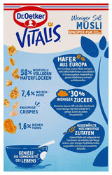 Dr. Oetker Vitalis Less Sweet Crunchy Pure: Krokante muesli met 30% minder suiker, verpakking van 5 (5 x 600 g)
