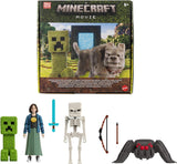 Mattel Minecraft-verhaalset met 4 actiefiguren en 3 accessoires Ontmoetingen in de bovenwereldset Minecraft-filmgeïnspireerd verzamelspeelgoed JFR70 Actiefiguren Naty Shop-verhaalset