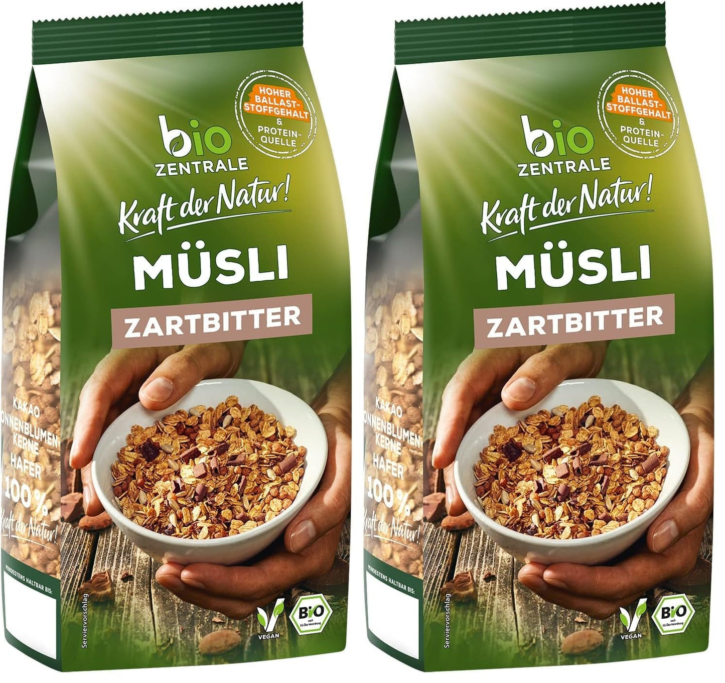 Biocentrale Muesli met pure chocolade | 500g Biologisch Veganistisch | Ideaal voor het ontbijt en je kopje meeneemmuesli | Alternatief voor mueslirepen