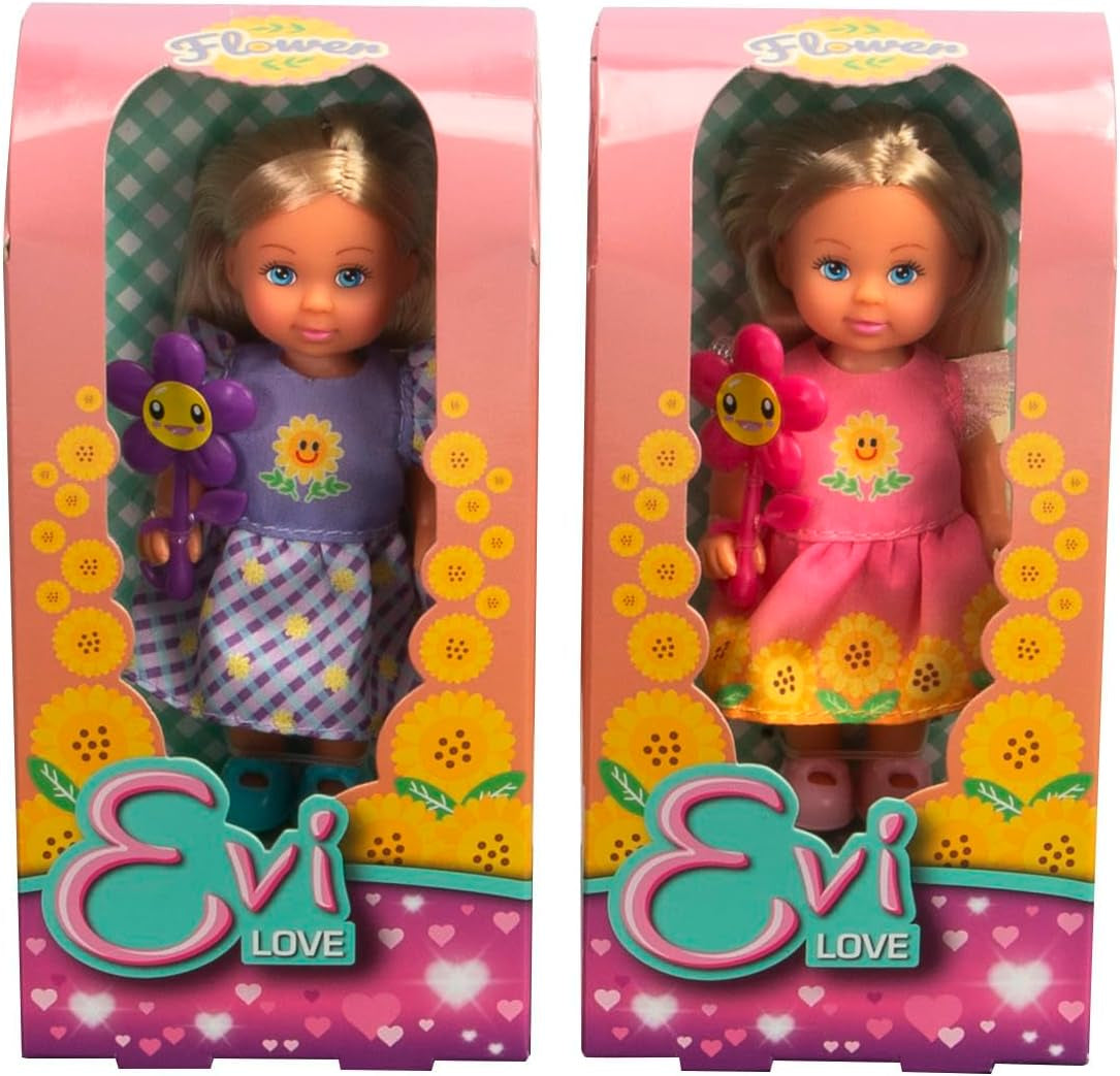 Simba Evi Love Flowers Geassorteerd 2 Variaties Slechts ÉÉN item wordt verzonden in een schattige bloemenjurk met bloem van 12 cm Speelpop vanaf 3 jaar