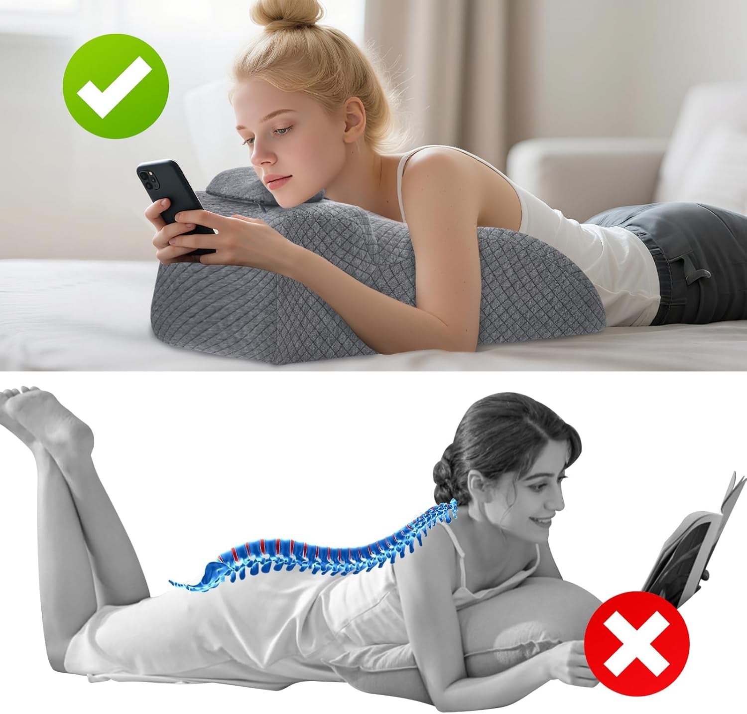 Leeskussen - Rugkussen, verstelbare hoofdsteun, leeskussen van traagschuim voor bed, ergonomisch nek- en beenkussen, lendensteunkussen