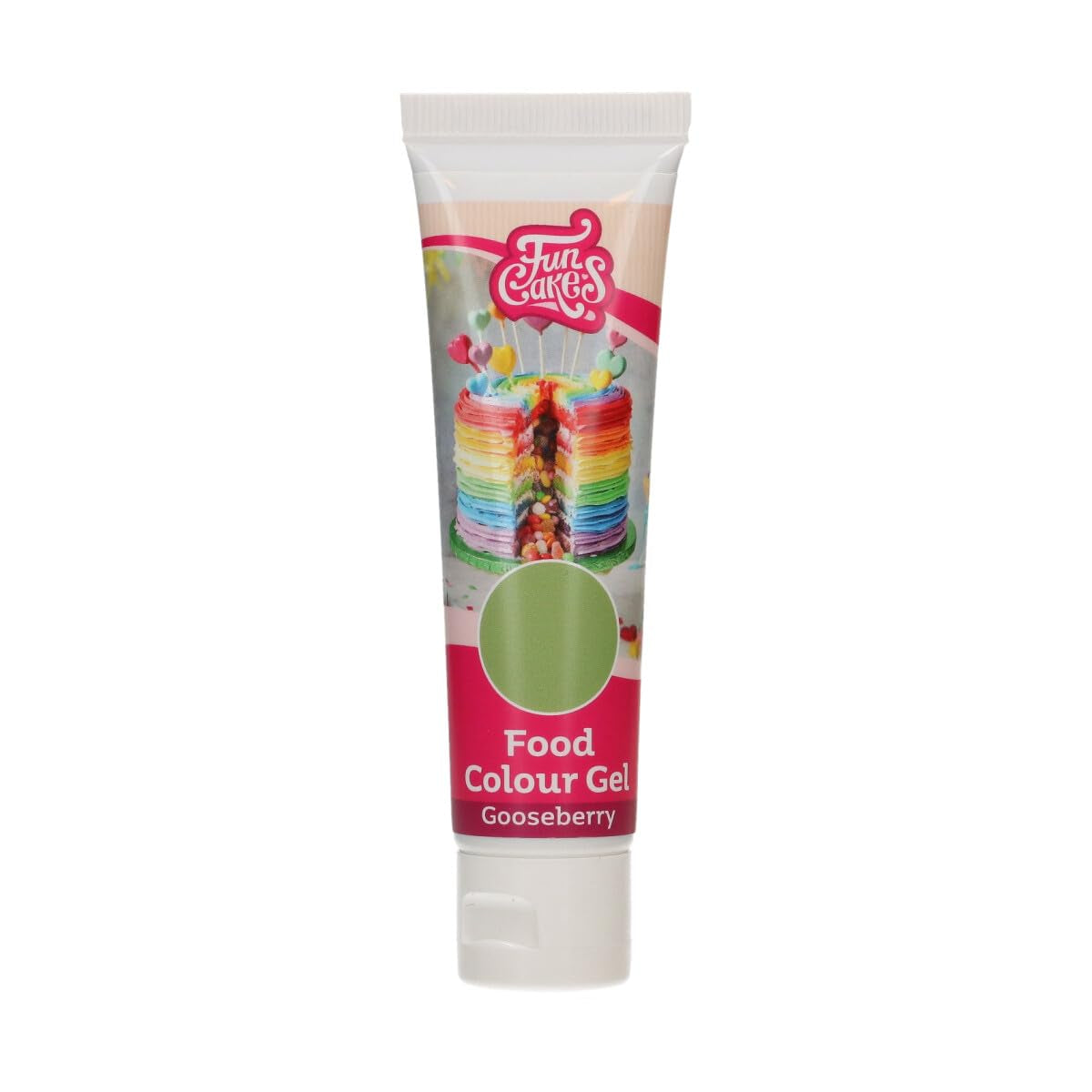Funcakes Gel Kruisbes kleurstof: Hoog geconcentreerde kleurstof voor deeg, room, fondant en marsepein. Gemakkelijk doseren. Eén druppel om levendige kleuren te creëren. Halal. 30 gram