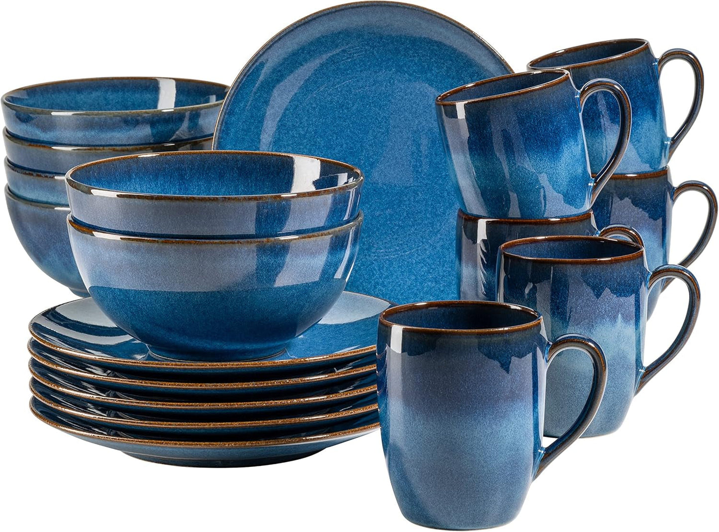 MÄSER ontbijtset, OSSIA keramiek, koningsblauw, blauw