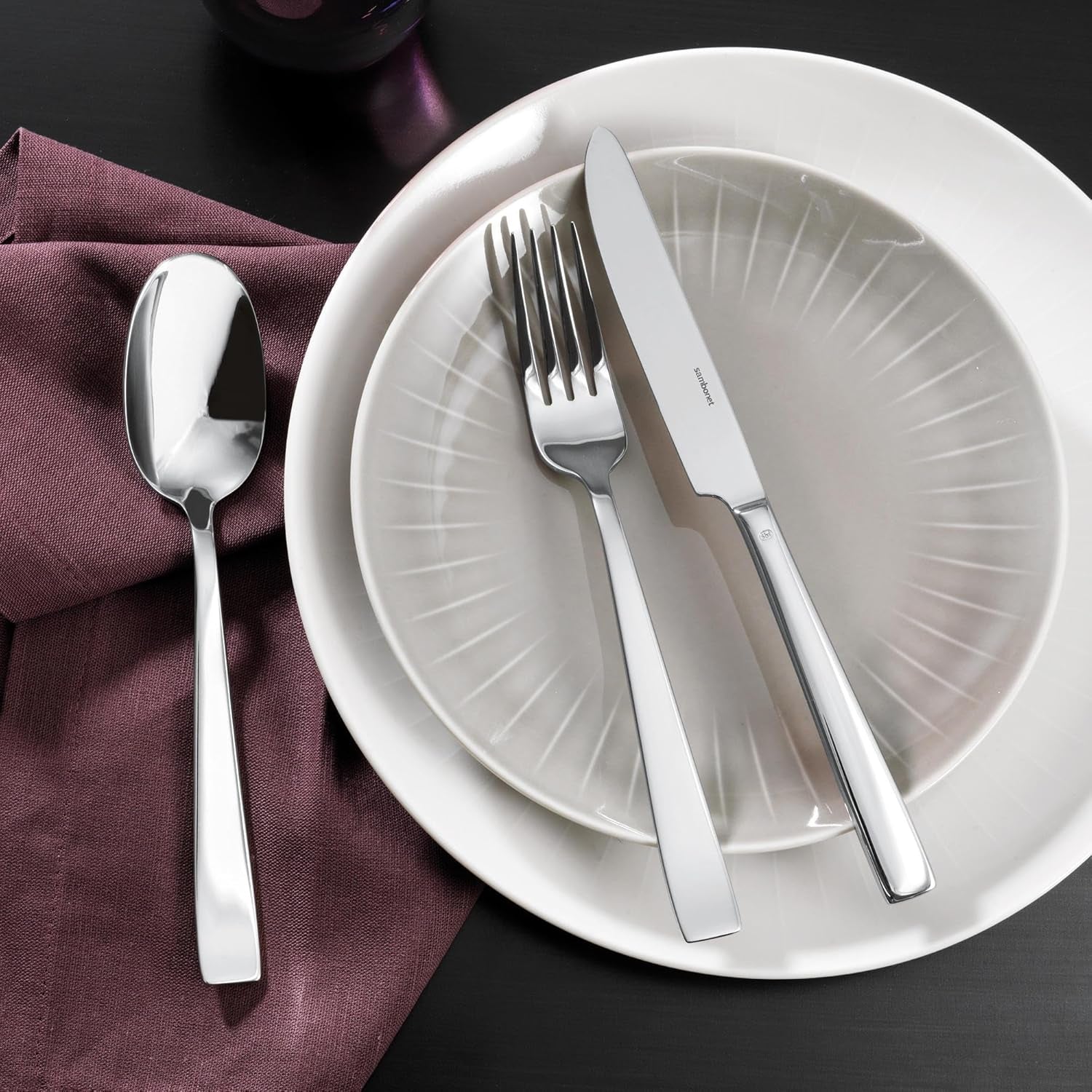 Sambonet 62512-83 platte monoblok bestekset, 36-delig, 18/10 roestvrij staal, vaatwasmachinebestendige keuken Naty Shop