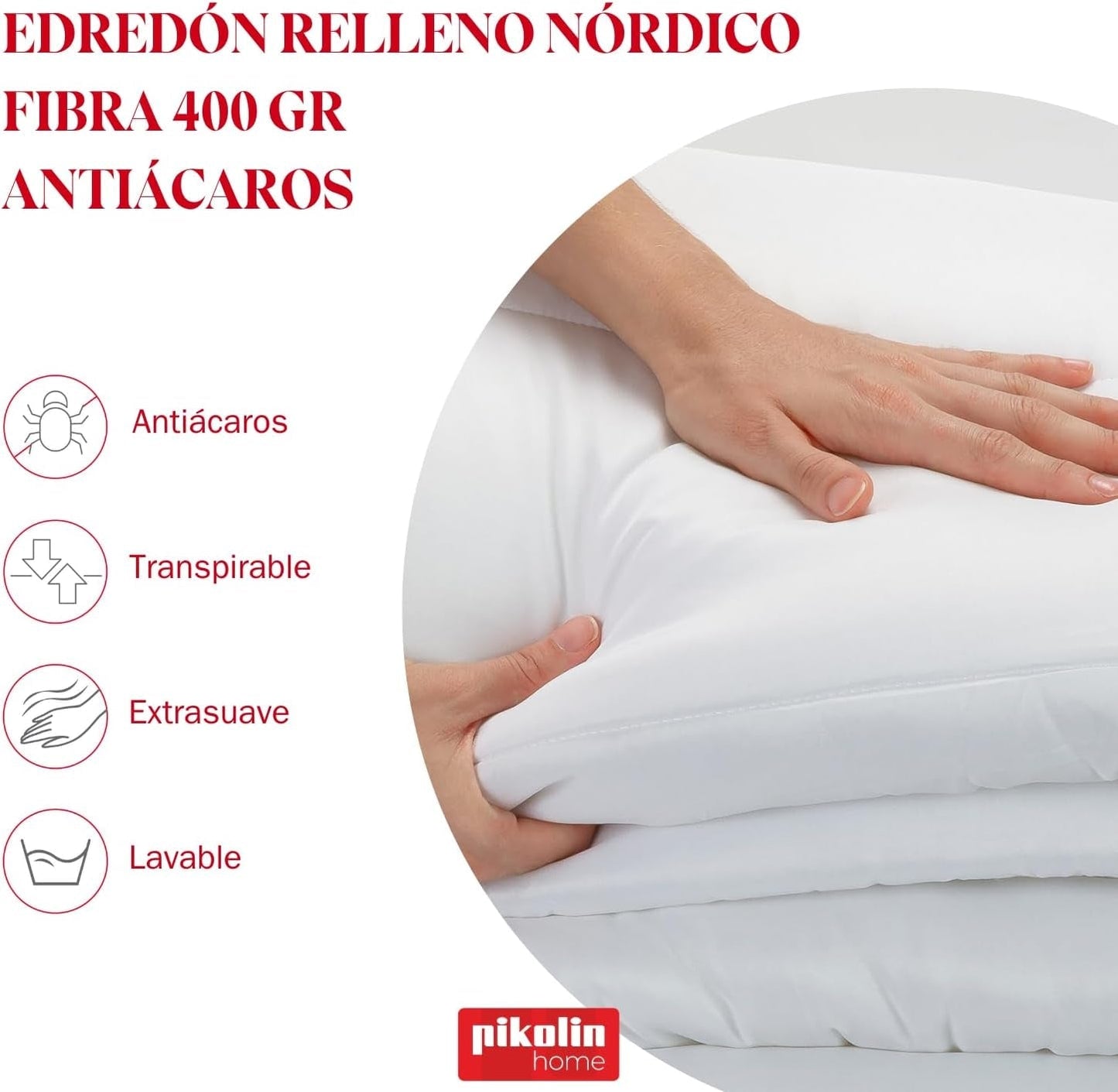 Pikolin Home - 400 G Anti-mijtendekbed, geschikt voor winterkamers en lage temperaturen, bed 200-240 X 280 Cm. Quilts en quilts Naty Shop