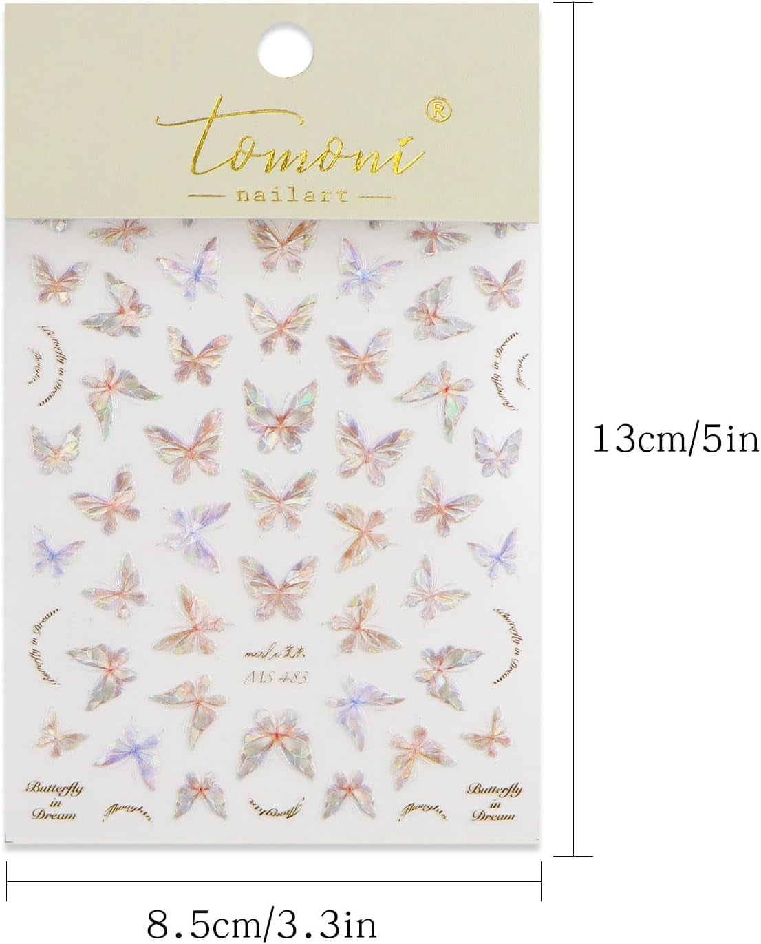 JMEOWIO 3D Nagelsticker Schmetterling Nail Art Sticker Selbstklebend Nagelaufkleber 5D Stereoskopische Decoratie Nageldesign Zubehör 1 Blatt