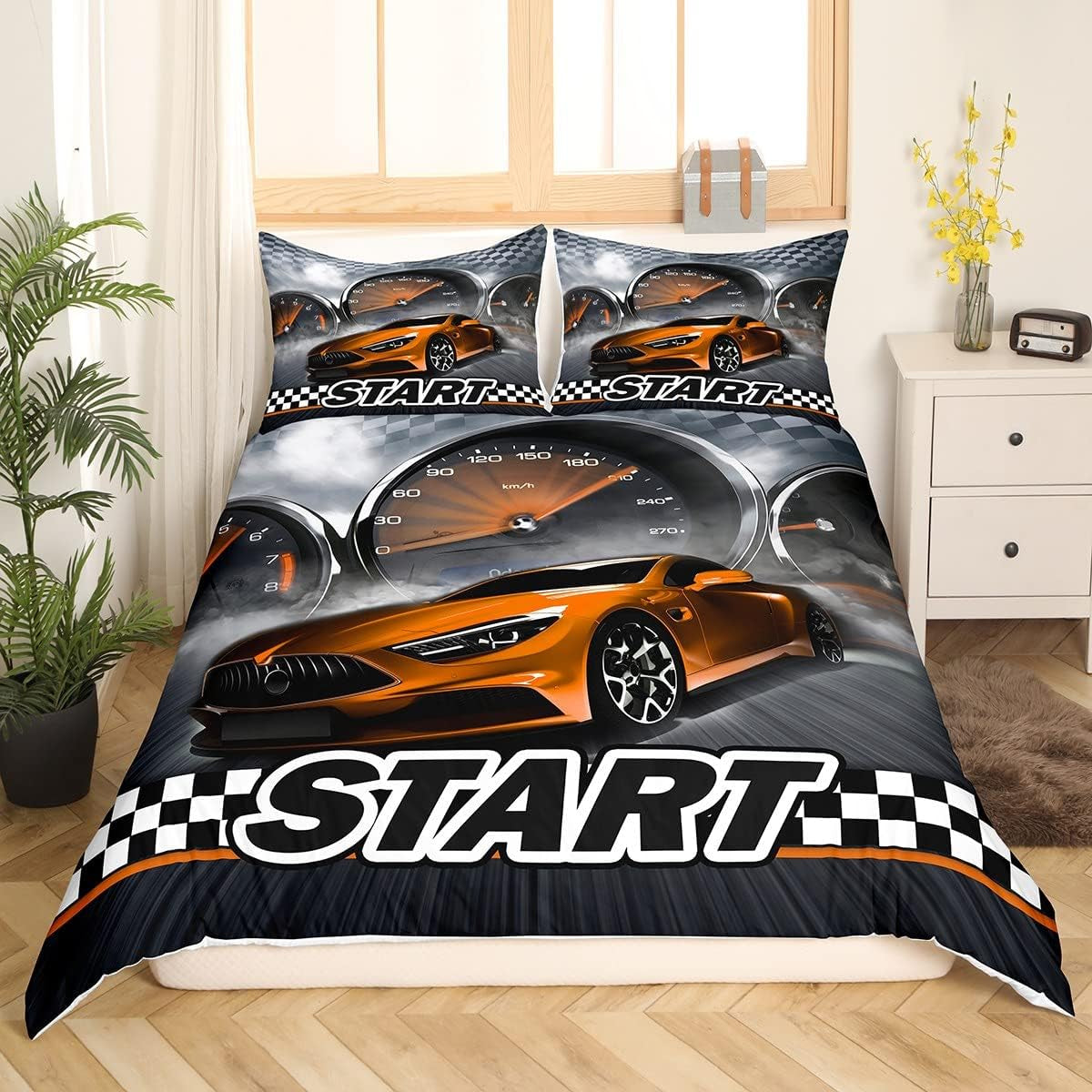 Jungen Cartoon Autobeddengoedset 135X200,Kinder Bau Fahrzeuge Tröster Abdeckung Für Kind Kleinkind Teens,Dinosaurier Bettbezug,Traktor Maschinerie Bagger Bettdecke Abdeckung,Lkw Autos Bedtuffen Naty Shop Multi 2 155*220+80*80*1