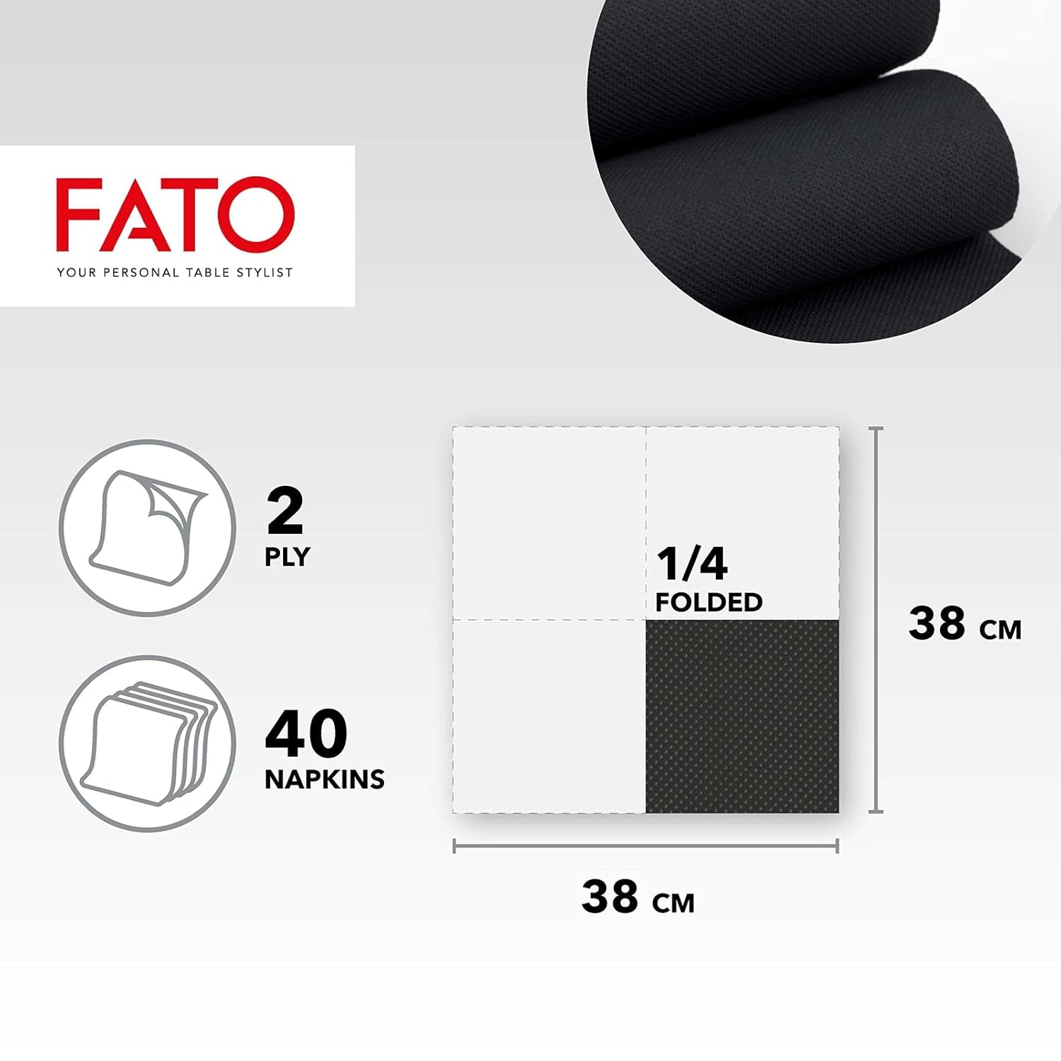 - Zachtheid en zachtheid Wegwerp papieren zakdoekjes 40 stuks zakdoekjes Afmeting 38X38 Gevouwen 4 2-laags zwarte kleur 100% puur cellulosepapier Fsc-gecertificeerd (2 stuks)