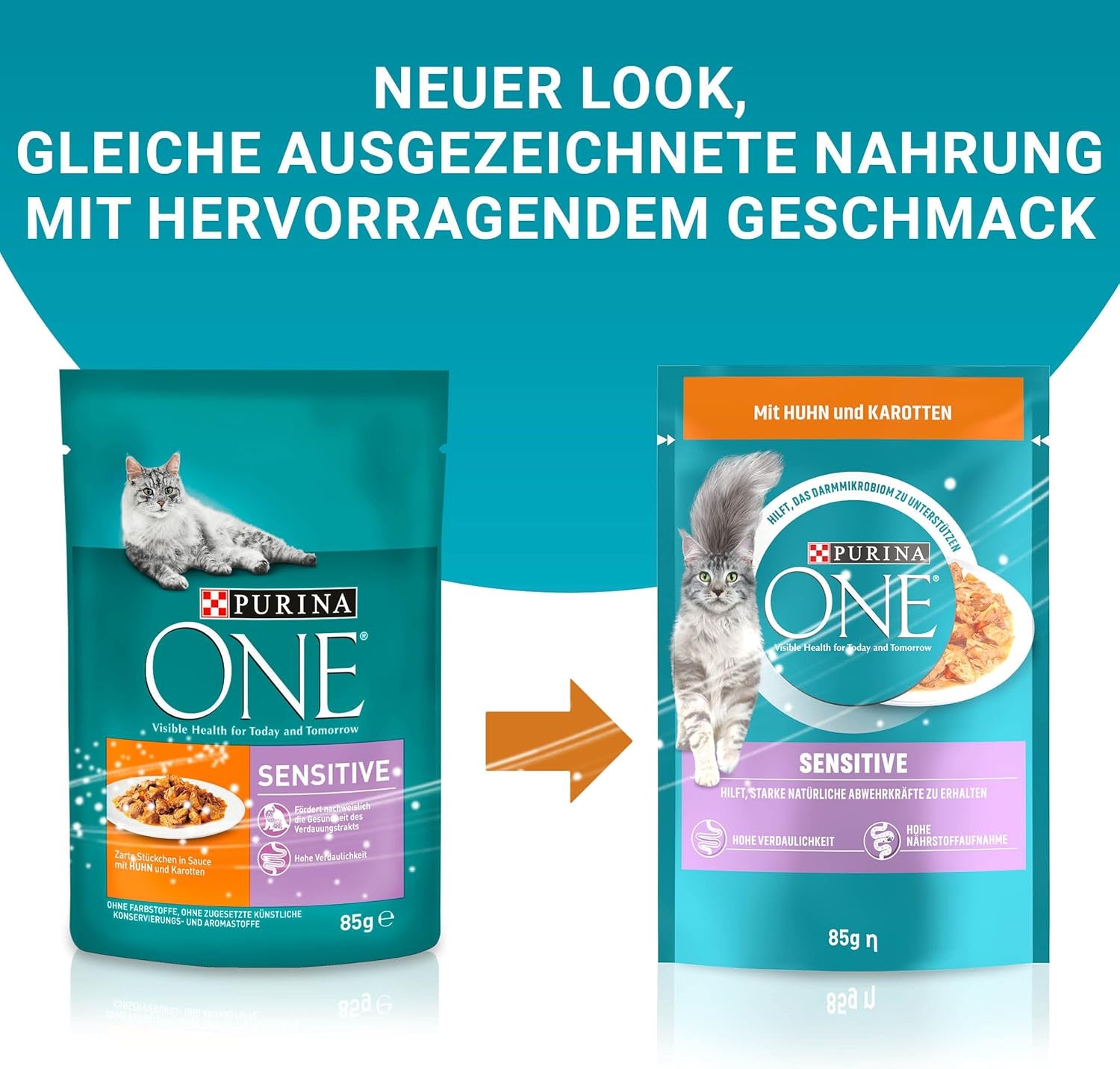 PURINA ONE Gevoelig kattennatvoer, zachte stukjes in kippensaus, verpakking van 26 (26 x 85 g)