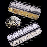 Nagelsleutelhangers 4 boxset - 48 soorten gouden en zilveren 3D nagelsleutelhangers (vlinders, bloemen, parels, enz.) + pincet en pen - voor doe-het-zelf gel- en acrylnagels | Ideaal voor nagelsalon en thuis