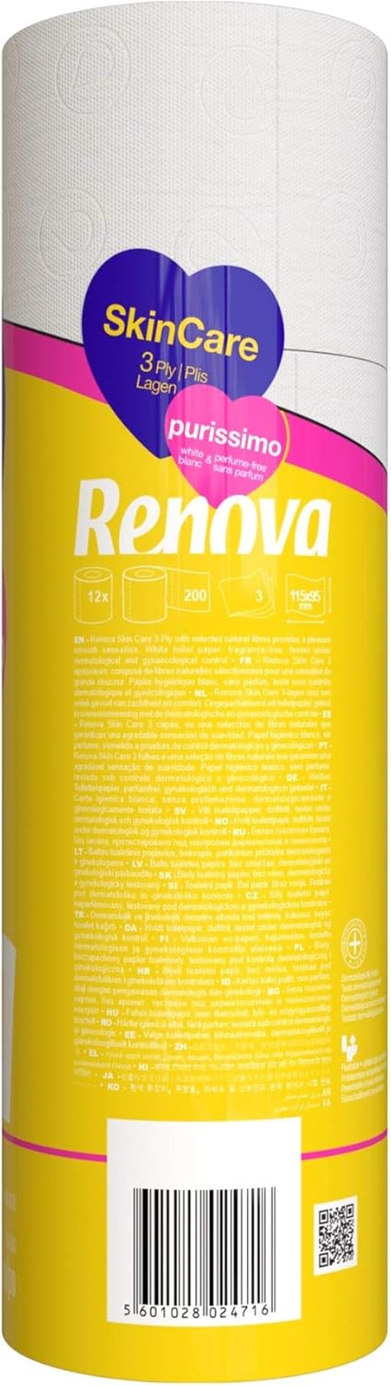 Renova Skincare Purissimo toiletpapier, 12 rollen, wit