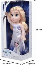 Disney Frozen 2 ELSA The Snow Queen Doll - 35 cm grote, beweegbare pop in iconische modejurk en lang golvend haar voor extra speelplezier, voor meisjes vanaf 3 jaar, 214894 Naty Shop Dolls