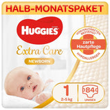 Huggies pasgeboren luiers, maat 1, 100 luiers (2 x 50), doos van een halve maand
