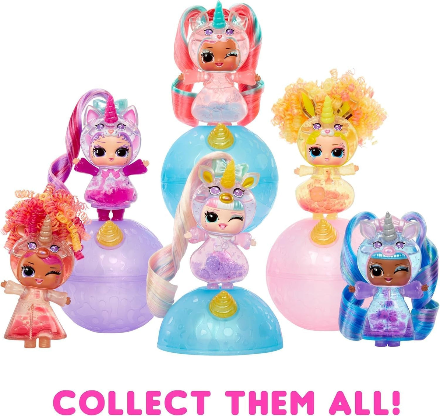 LOL Verrassing! Unicorns Tots - Inclusief 1 pop met doorzichtig lichaam en lavalampeffect, gepantserde verpakking, 8 verzamelpoppen met 2 kleurrijke mixen, voor kinderen vanaf 4 jaar