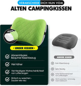 HIKENTURE Opblaasbaar kampeer- / reiskussen met afneembare kussensloop, ergonomisch kussen, comfortabel nekkussen voor reizen / buiten, opblaasbaar reisnekkussen (groen) ... Cervicale orthopedische kussens Naty Shop