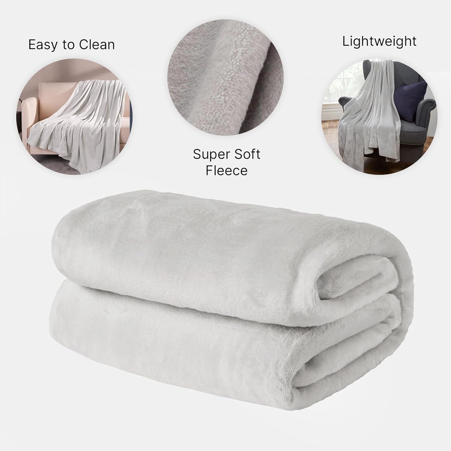 Brentford's ultrazachte fleece sprei, zilvergrijs, groot tweepersoonsbed - 150 x 200 cm bedden en dekens Beuche den Brentfords-Store