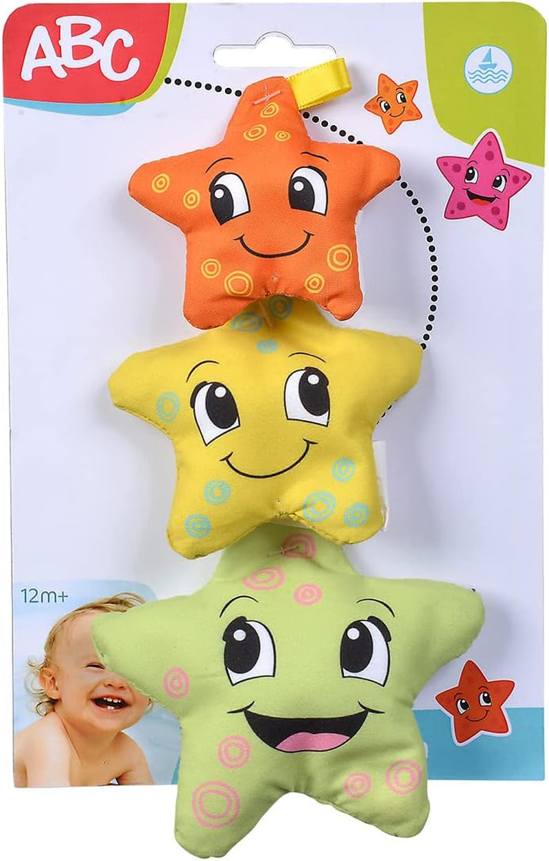 Simba 104010071 - ABC zachte zeester, kinderspeelgoed, textielsterren gevuld met piepschuim, 3 stuks, vanaf 6 maanden Speelgoed Bebe Naty Shop