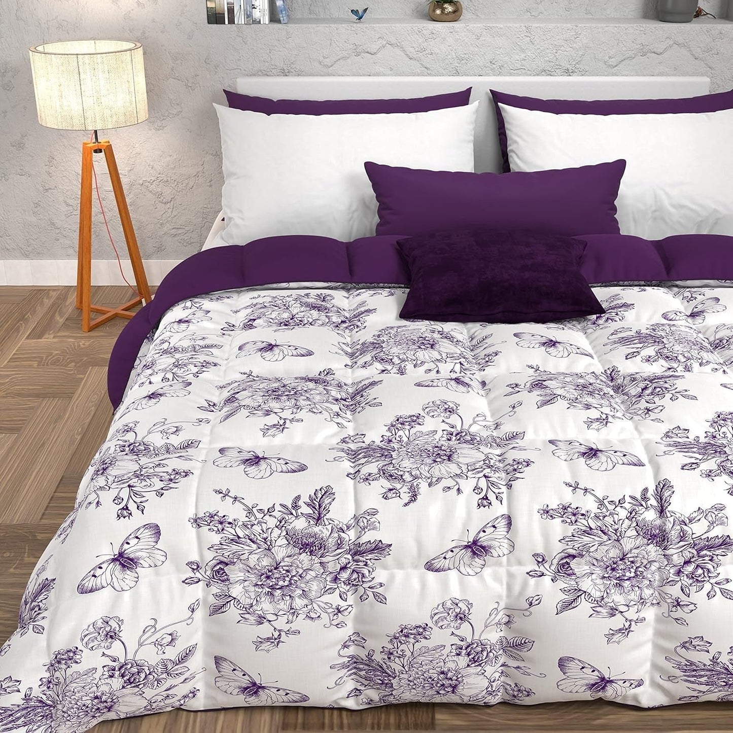 PETTI Artigiani Italiani - Winterquilt, Winterquilt, Eenvoudige quilt, Dubbelzijdig, Monocolor en digitaal printen, 100% hypoallergene microvezel, Made in Italy