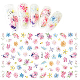 JMEOWIO Nagelsticker Frühling Blume 9 Blatt Nagelaufkleber Selbstklebend Rosa Blüte Nail Art Sticker Decoratie Nageldesign Zubehör