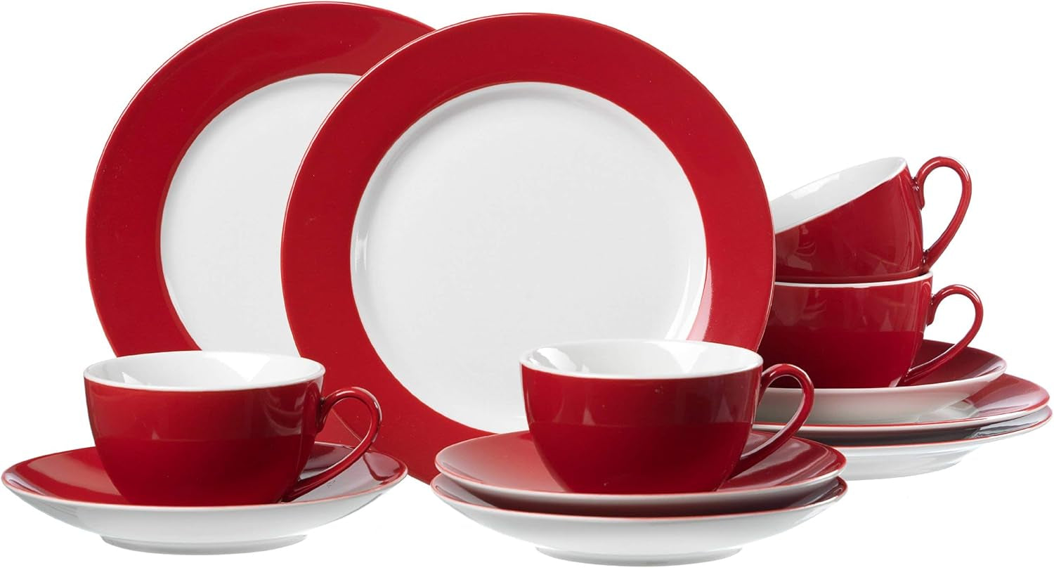 Ritzenhoff & Breker Doppio koffieservies, 12-delig, porselein, rood