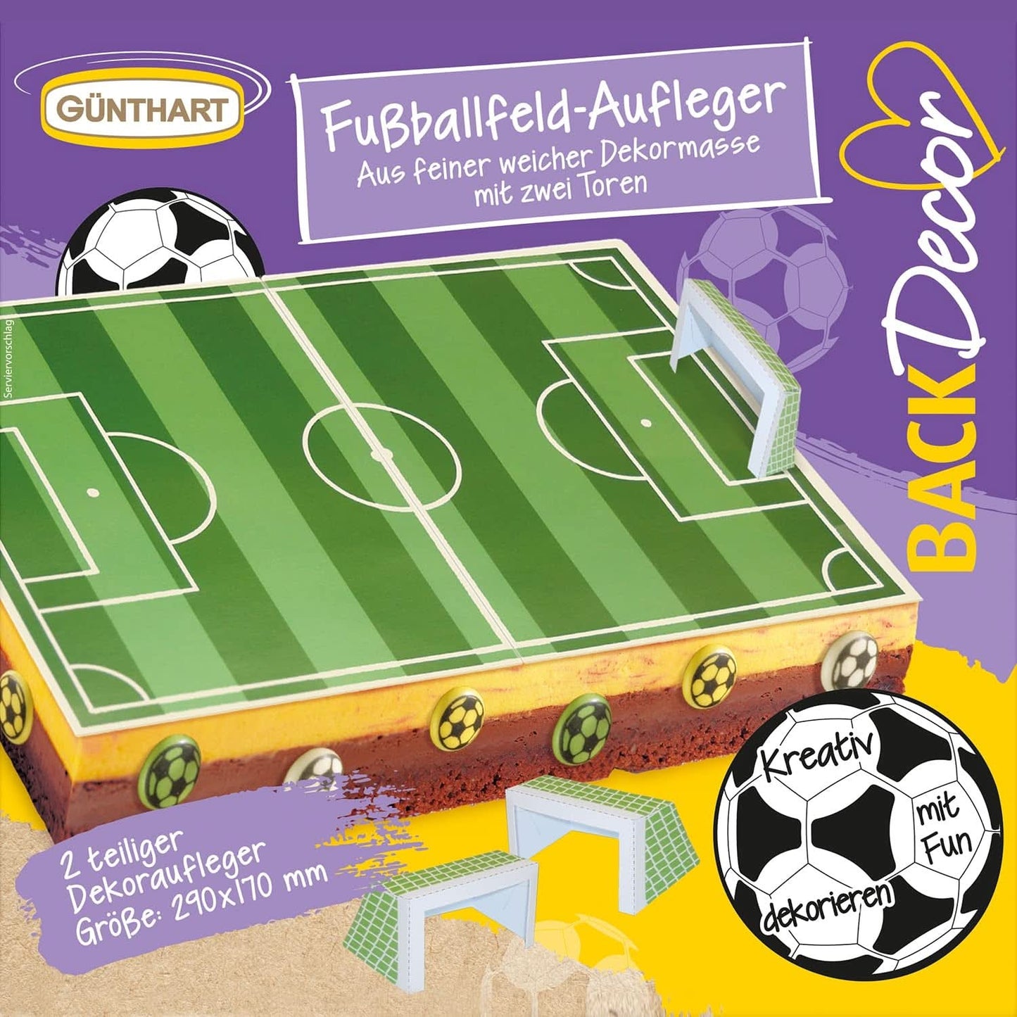 Günthart Backdecor 12 suikervoetballers en voetballen, 21 gram Naty Shop ondersteuning voor voetbalvelden