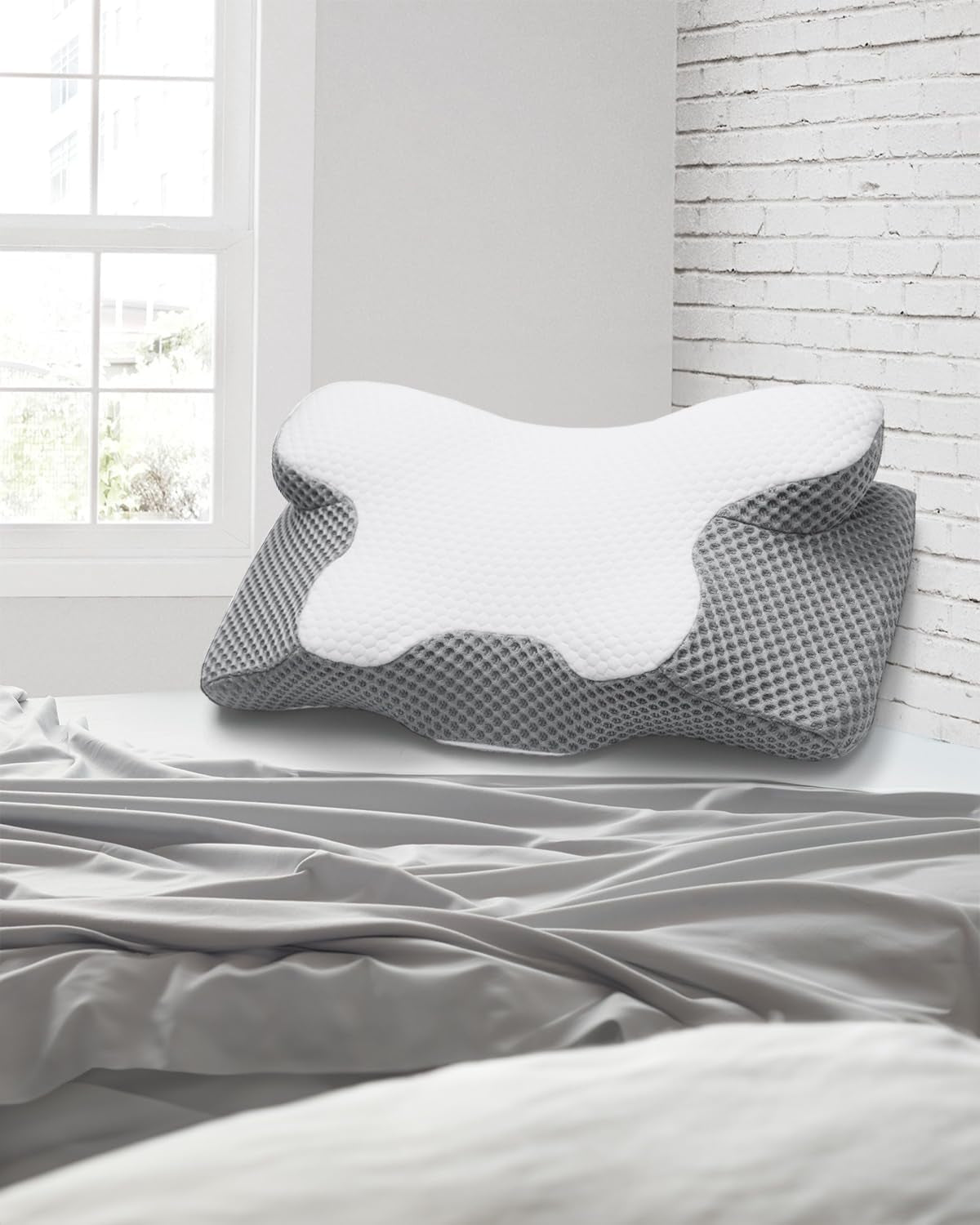 2 in 1 nekkussen Kussen Memory Foam Kussen Ergonomisch Orthopedisch kussen 2 slaaphoogte Neksteunkussen voor zij-/rug-/buiksteun Cervicale orthopedische kussens Naty Shop