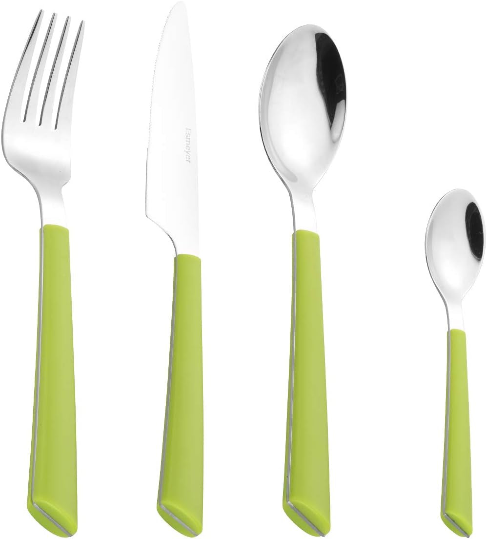JANE bestek, gepolijst roestvrij staal 18/0, groene kunststof handgrepen, 24 delig Kitchen Naty Shop